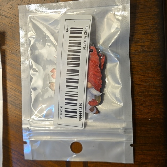 Red Gnome Wood Drop & Dangle Earrings Vibrant Cartoon Design Lightweight - Picture 5 of 5